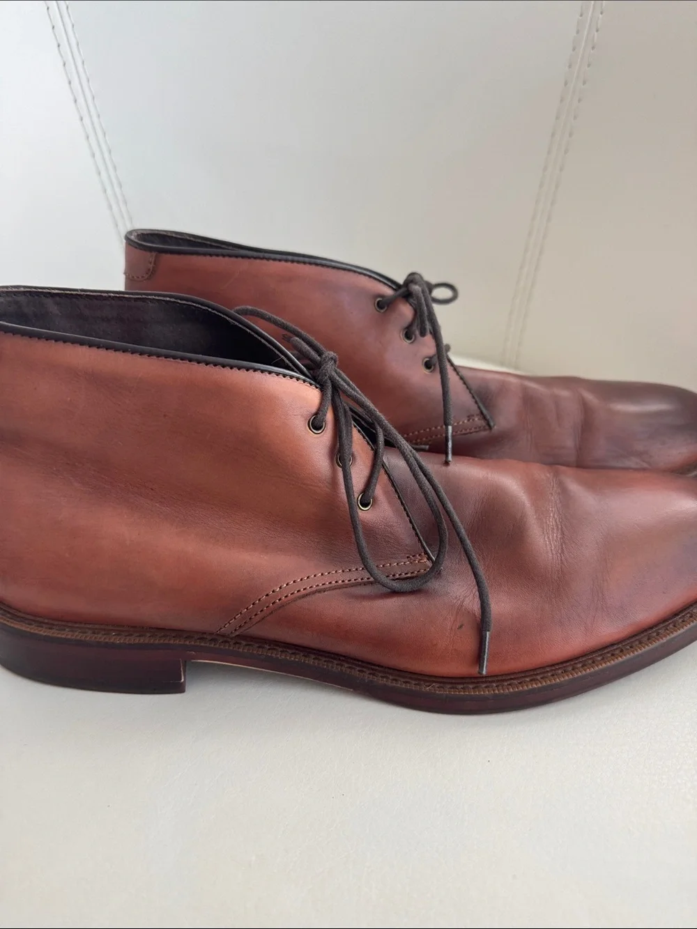Joseph Abboud Burnt Chestnut Leather Chukka Boots